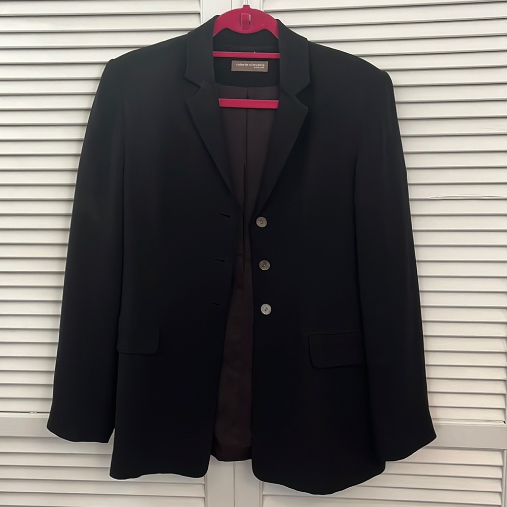 Black silk blazer.